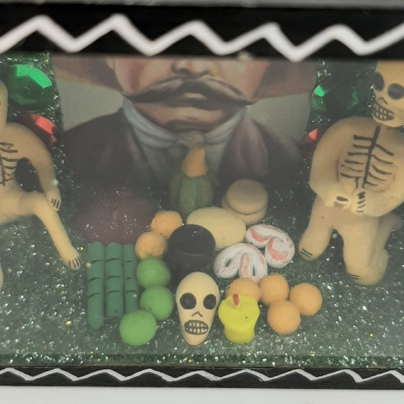 Funeral Grave Plus Mr. & Mrs. Day of the Dead Shadow Box Mexican Folk Art Brand - Picture 5 of 6